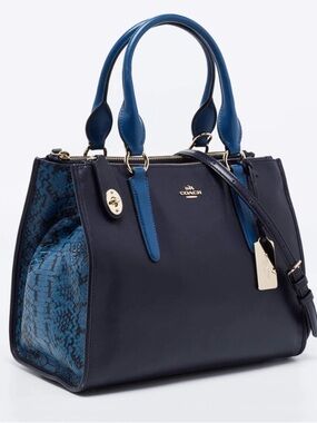 Coach Crosby Carryall Bag in Navy Python Leather. #36571. Unused.